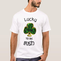 Lucky to Be Irish Shamrock and Gold Mannen t-Shirt