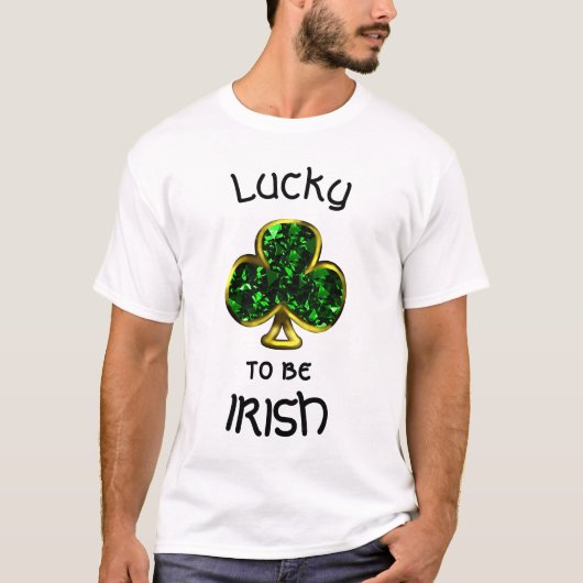 Lucky to Be Irish Shamrock and Gold Mannen t-Shirt (Voorkant)