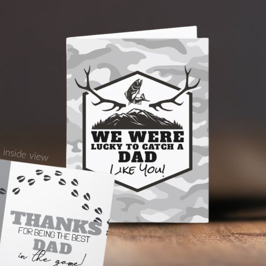 Lucky to Catch a Dad / Step Dad / Opa Like You Bedankkaart