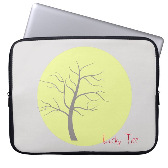 Lucky Tree Geel Grijs Laptop Hoes (Voorkant)