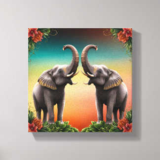 Lucky twee olifant afbeelding doek canvas afdruk