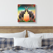 Lucky twee olifant afbeelding doek canvas afdruk (Insitu (Slaapkamer))
