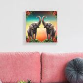Lucky twee olifant afbeelding doek canvas afdruk (Insitu (Woonkamer))