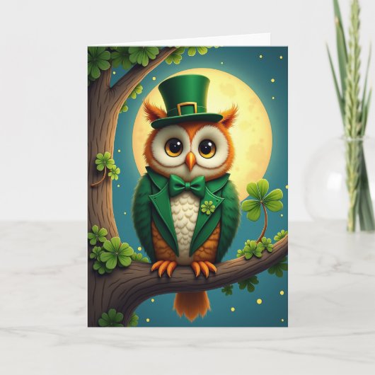Lucky Uil St. Patrick's Day Kaart (Voorkant)