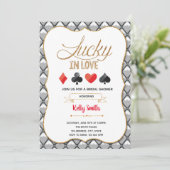 Lucky uit de liefde themauitnodiging voor casino's kaart (Staand voorkant)