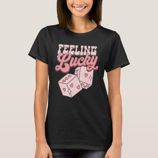 Lucky Valentijnsdag Funny Dice Hearts T-shirt (Voorkant)