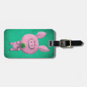 Lucky varken met vier bladklaver bagagelabel (Voorkant horizontaal)
