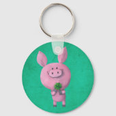 Lucky varken met vier bladklaver sleutelhanger (Voorkant)