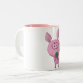 Lucky varken met vier bladklaver tweekleurige koffiemok (Voorkant links)