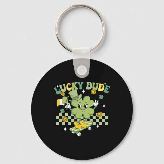 Lucky vent Functie St. Patrick's Day Kind Skateboa Sleutelhanger (Voorkant)