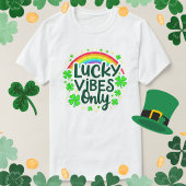 Lucky vibes alleen regenboog shamrock irish op wit t-shirt