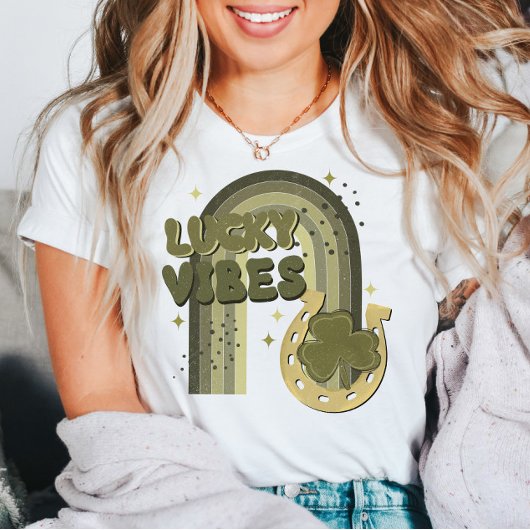 Lucky Vibes Boho Rainbow St Patrick's Day Irish T-shirt