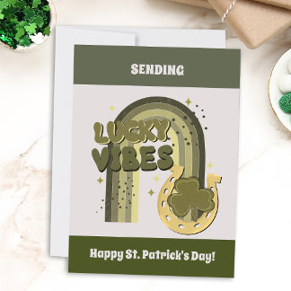 Lucky Vibes Boho St Patrick's Day Ierse Shamroek Feestdagenkaart