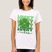 Lucky Vibes Green Leopard Shamrock St Patricks Day T-shirt (Voorkant)