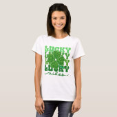 Lucky Vibes Green Leopard Shamrock St Patricks Day T-shirt (Voorkant volledig)