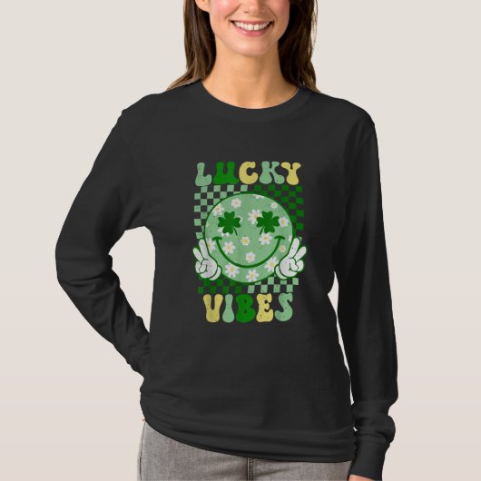 Lucky Vibes Happy St. Patrick's Day Shamrock T-shirt (Voorkant)