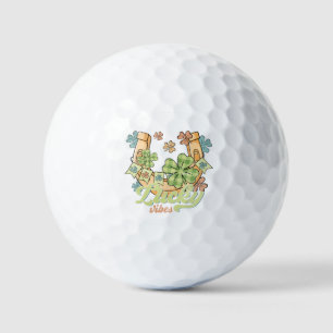 Lucky Vibes - Kleurrijke Klavers & Gouden Hoefijze Golfballen