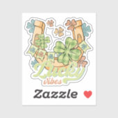 Lucky Vibes - Kleurrijke Klavers & Gouden Hoefijze Sticker (Vel)