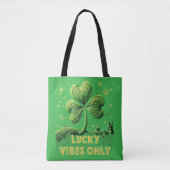 Lucky Vibes Only Yarn Clover St. Patrick's Day Tote Bag (Voorkant)