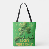 Lucky Vibes Only Yarn Clover St. Patrick's Day Tote Bag (Achterkant)