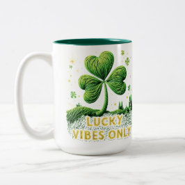 Lucky Vibes Only Yarn Clover St. Patrick's Day Tweekleurige Koffiemok