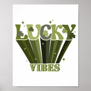 Lucky Vibes Retro St. Patrick's Day Ierse Shamrock Poster