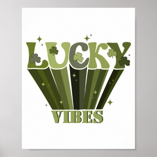 Lucky Vibes Retro St. Patrick's Day Ierse Shamrock Poster (Voorkant)