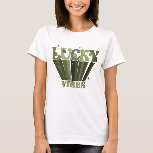 Lucky Vibes Retro St Patrick's Day Irish Shamrock T-shirt (Voorkant)