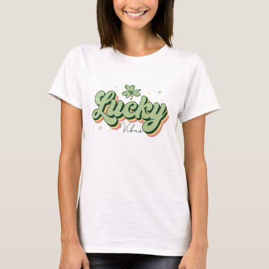 Lucky Vibes Shamrock St. Patrick's Day T-shirt (Voorkant)