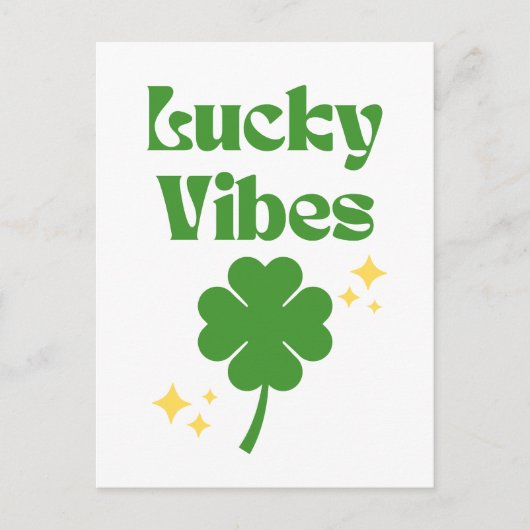 Lucky Vibes St. Patrick's Day Briefkaart (Voorkant)