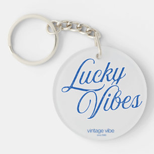 Lucky Vibes Vintage Esthetiek Ronde Acryl Sleutelhanger