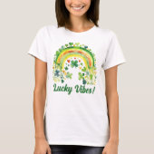 Lucky Vibes Waterverf Green Rainbow Shamrocks T-shirt (Voorkant)