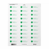 Lucky vier blad klaver St Patricks dag Etiket (Full Sheet)