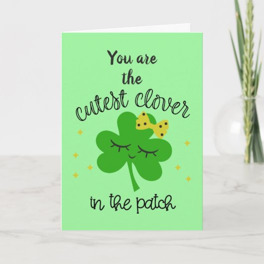 Lucky Vier Leaf Clover Happy St. Patricks Day Feestdagen Kaart (Voorkant)