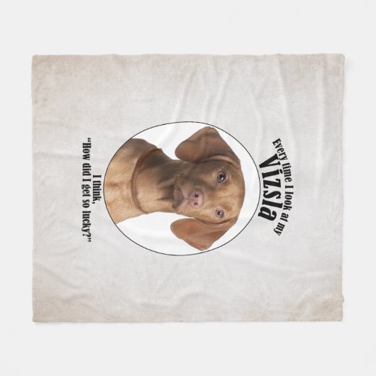 Lucky Vizsla Fleece Deken (Voorkant (Horizontaal))