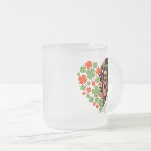Lucky voor Irish Photo Cup met Shamrock Heart Matglas Koffiemok (Voorkant rechts)