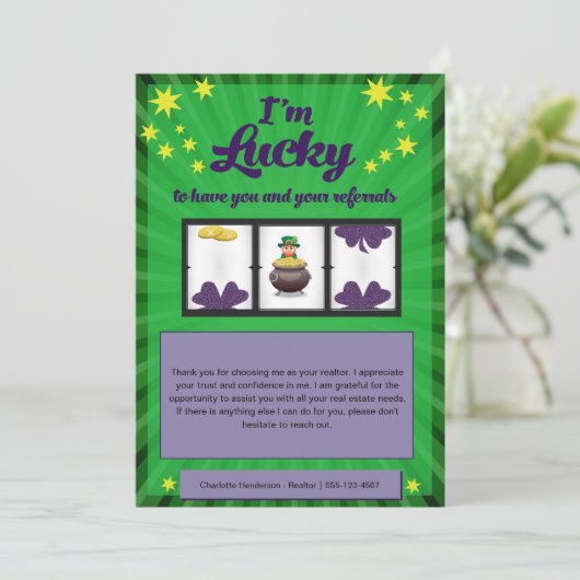 Lucky voor uw verwijzingen - Houder van de Kaart v (Staand voorkant)