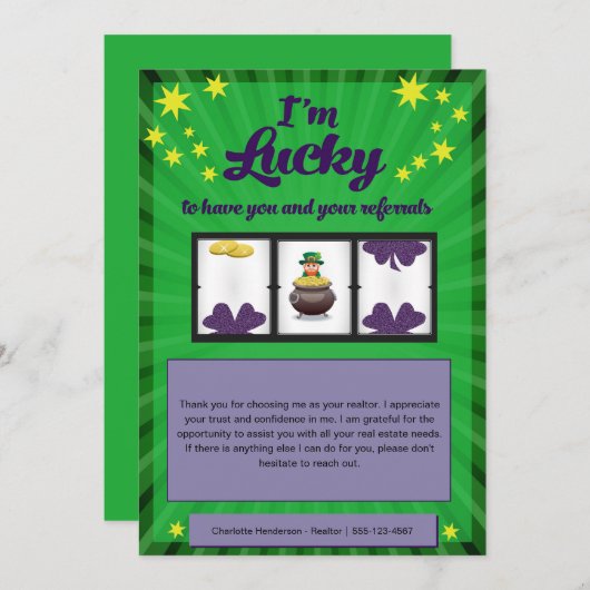 Lucky voor uw verwijzingen - Houder van de Kaart v (Voorkant / Achterkant)