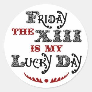 Lucky Vrijdag de 13e Ronde Witte Zelfklever Sticker