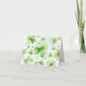 Lucky Watercolor Four Leaf Clover Ierse Moeder Vad Bedankkaart (Achterkant)