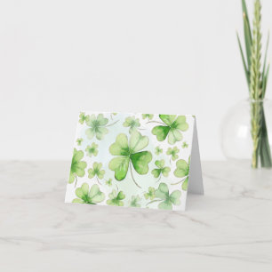 Lucky Watercolor Four Leaf Clover Ierse Moeder Vad Bedankkaart