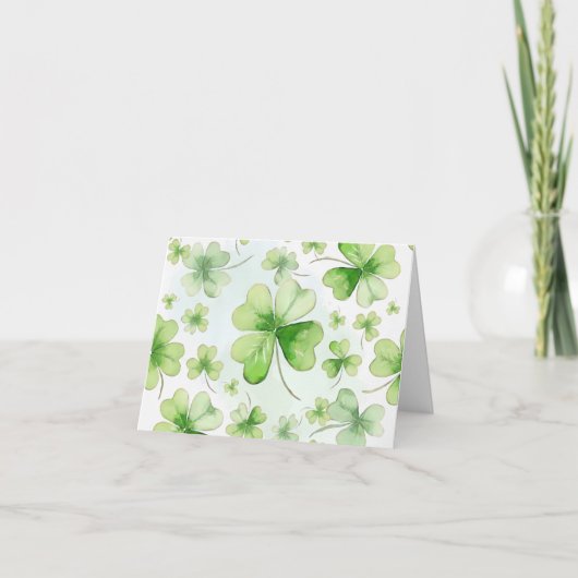 Lucky Watercolor Four Leaf Clover Ierse Moeder Vad Bedankkaart (Voorkant)