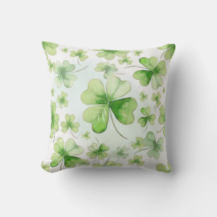 Lucky Watercolor Four Leaf Clover Ierse Moeder Vad Kussen