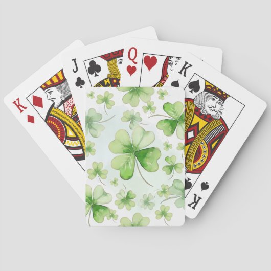 Lucky Watercolor Four Leaf Clover Ierse Moeder Vad Pokerkaarten (Achterkant)