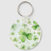Lucky Watercolor Four Leaf Clover Ierse Moeder Vad Sleutelhanger (Voorkant)