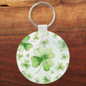 Lucky Watercolor Four Leaf Clover Ierse Moeder Vad Sleutelhanger (Achterkant)