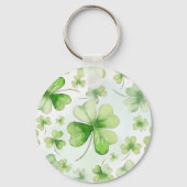 Lucky Watercolor Four Leaf Clover Ierse Moeder Vad Sleutelhanger (Achterkant)