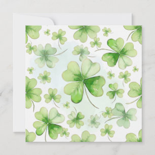 Lucky Watercolor Vierbladige Klaver Ierse Moeder V Feestdagenkaart