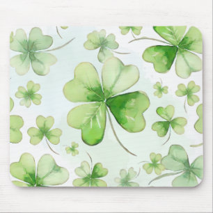Lucky Watercolor Vierbladige Klaver Ierse Moeder V Muismat