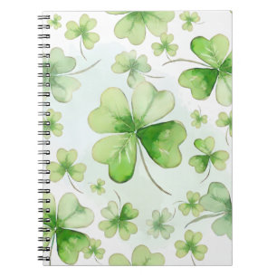 Lucky Watercolor Vierbladige Klaver Ierse Moeder V Notitieboek